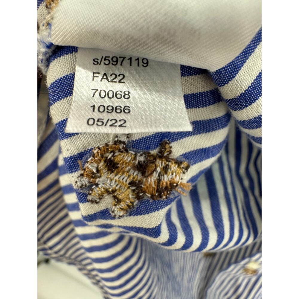 Loft Blue White Pinstripe Dog Embroidered Everyday Shirt Button Down Small BR35 - Picture 10 of 10